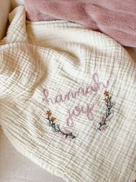 Personalized Hand Embroidered Baby Swaddle Blanket With Name - Etsy