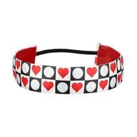 Girls Volleyball Hearts Checkered Pattern Headband #volleyball #headband #volleyballheadband #volleyballaccessories #volleyballchick