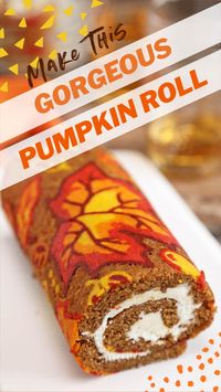 18min · 10 servings     Get the recipe here: https://www.sugarhero.com/patterned-pumpkin-roll/