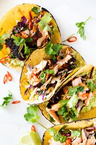 Blackened Salmon Tacos with Smashed Avocado - Simply Delicious