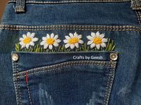 Give a new look to your denim jeans with these hand embroidery daisies. Step by step video tutorial is available. #handembroidery #embroidery #daisies # Daisy #flowers