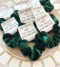 Apr 5, 2021 - To Have and to Hold Scrunchies Bridesmaid Proposal Scrunchie Hair Bow Scrunchies Favor Bridal Party Favor Bachelorette Party Favors Put your hair up and have some fun! Our velvet scrunchie favors are a unique way to say thank you to your girls! They will love a take home gift that is both useful and