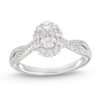 THE LEO First Light Diamond Engagement Ring 1 ct tw Oval & Round-cut 14K White Gold | Kay