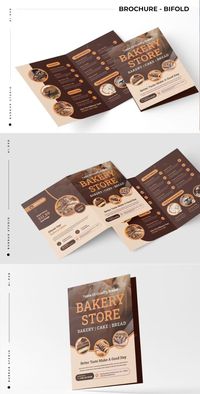 Bakery Store Menu Bifold Brochure Template AI, EPS, PSD