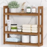 PRICES MAY VARY. PREMIUM BAMBOO: This white bathroom shelf is made of 100% MOSO bamboo with white finish, more durable and sturdy 3 TIER ADJUSTABLE DESIGN: The bathroom shelves have 5 vertical positions of holes can be adjusted to different heights to suit your storage needs NO MORE MESSY COUNTERTOP: The wall mount storage shelf can keep your room organized wihout taking up too much space. Say bye to your messy counter top MULTI-FUNCTIONAL USE: With simple design and classic color, the storage wall shelf will add a pop of glitz to your decor. It's versatile to use in your bathroom, bedroom, living room or kitchen to organize your things or even put flowers and plants on it for viewing EXQUISITE WORKMANSHI: The smooth edges and sunken screws can well protect you from being scratched. Carefu