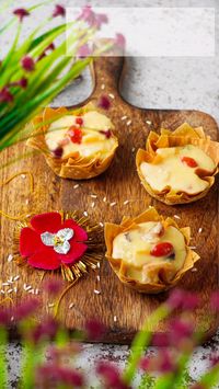 Ingredients  • samosa sheet  • custard powder  • milk  • sugar  • dry fruits  • butter