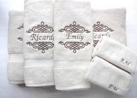 Set of 6 Personalized Towels, bath towel set, wedding gift, embroidered towel, bathroom decor, personalized gift, custom towels, graduation, by AugustAve, $146.00