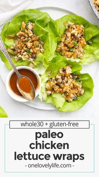 Paleo Chicken Lettuce Wraps - Fresh, flavorful & FAST, these healthy chicken lettuce wraps are on the table in no time. (Gluten-Free, Whole30) // Whole30 lettuce wraps // chicken lettuce wraps recipe // healthy chicken lettuce wraps // healthy lettuce wraps // paleo lettuce wraps // PF changs lettuce wraps //