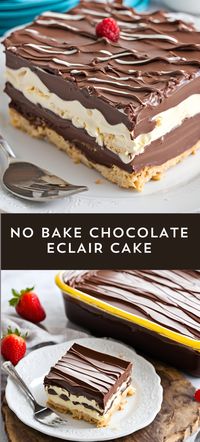 Indulge in the irresistible layers of this No Bake Chocolate Eclair Cake! 🍫🍰 With creamy vanilla pudding, graham crackers, and rich chocolate frosting, this no-bake dessert is perfect for any occasion. Quick to prepare and always a crowd-pleaser! Serve chilled and enjoy every bite. 😋✨ #NoBakeDessert #ChocolateEclairCake #EasyRecipes #DessertLovers #YummyTreats#myskinnyrecipes