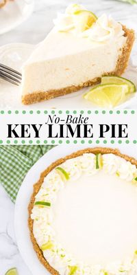 This no bake key lime pie is the perfect easy pie recipe for summer. It has a crunchy graham cracker crust, and a creamy filling with a delicious tanginess thanks to fresh lime juice and zest. #keylimepie #keylime #nobake #nobakepie #pie #desserts #summer