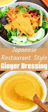 Make your favorite Ginger Dressing that you get at Japanese restaurants right at home in just 5 minutes! This simple, vibrant, and recipe features fresh ingredients like ginger, carrots, shallots, and more. Easy to make Ginger Dressing is ideal for adding a great aromatic and flavorful quality to your leafy green salad.