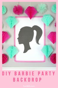 Craft this DIY Barbie Party Backdrop to complete your Barbie Birthday Party! FREE Printable for the barbie backdrop is included!