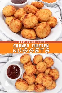 Our easy and crispy Keto Chicken Nuggets are a delicious low carb meal! Made with canned chicken, these nuggets can be easily made in an air fryer or oven. Packed with protein and a golden brown crunch, they make a fantastic lunch, dinner, or appetizer. Satisfy your fast food cravings without breaking your meal plan.