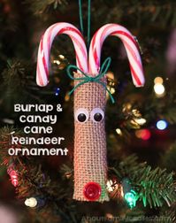 Burlap and Candy Cane Reindeer Ornament – About Family Crafts