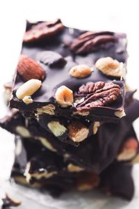 Easy Nutcracker Bark ~ crunchy, salty mixed nuts enrobed in lots of dark chocolate.  Who wouldn't want some of that?  Nobody, that's who.  And I've even included downloadable recipe gift tags so you can share with your bestest friends. #chocolate #recipe #easy #candy #holidays #foodgift #chocolatebark #homemade