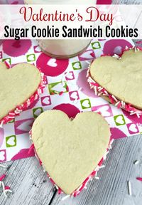 Valentine's Day Cookie Recipe - Looking for a cute homemade Valentine's Day gift idea? Make these Heart Shaped Sugar cookie Sandwich Cookies! #recipes #cookierecipe #cookierecipes #Valentine #ValentinesDay