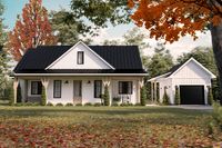 Farmhouse house plan 23-2811. This floor plan design is 1525 sq ft and features 3 bedrooms and 2 bathrooms.