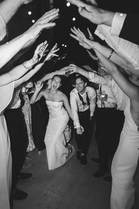 bride and groom dancing wedding exit photo idea