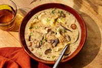 This creamy mushroom soup is loaded with earthy wild mushrooms enhanced by the flavor of dry sherry.