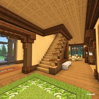 Minecraft riverside cabin built with airtugmc. Fully finished inside, and out. download link in bio.