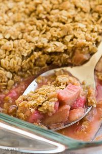 Rhubarb Crisp Recipe + VIDEO (with crunchy brown sugar streusel!)