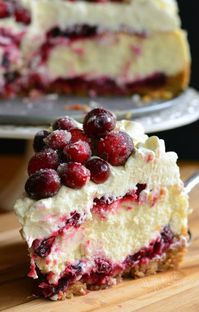 Christmas Cheesecake (Cranberry Jam White Chocolate Mousse Cheesecake). willcookforsmiles.com #cheesecake #cranberry