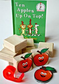 Counting and stacking activity to use with the Dr. Seuss book Ten Apples Up On Top. Great math and fine motor practice! Perfect for preschool Dr. Seuss theme or unit..