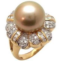 Golden South Sea Pearl and Diamond Ring