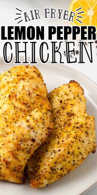 Air Fryer Lemon Pepper Chicken. Juicy chicken cooked in the air fryer means dinner is done in under 20 minutes! This easy air fried chicken recipe is perfect for pairing with many side dishes for an easy to make dinner! These Air Fryer Chicken breasts are quickly going to become a family favorite easy dinner recipe!