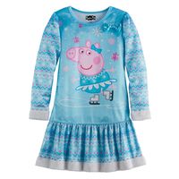 Girls 4-8 Peppa Pig Faux-Fur Nightgown, Size: Medium, Turquoise/Blue (Turq/Aqua)