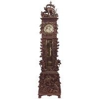 Rustic Black Forest 19th Century Carved Walnut Grandfather Clock