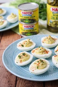 Deviled Eggs for Easter using Hatch Green Chile Co. chiles + jalapenos!