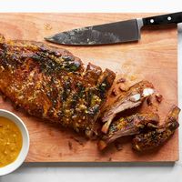 Grilled Pork Spareribs With Soda Bottle Barbecue Sauce Recipe | Epicurious