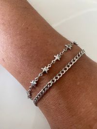 Star Chain Link Bracelet, 3mm Stainless Steel Cuban Curb Unisex Bracelet, Star Bracelet, Punk Bracelet, Gift for Her, Birthday Gift for Him - #temu #onlinemarketplace #accessories #Y2Kstyle #ootdfashion #aesthetic #fashion