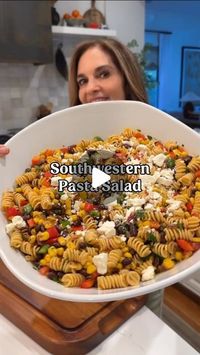 Joy Bauer MS, RDN on Instagram: "bookmark this 🌶️SOUTHWESTERN PASTA SALAD🌽  and follow @joybauer for more healthy recipes 🤠 

This pasta brings the lively spirit of the Southwest right to your table. Plus, it packs a serious nutritional punch from a rainbow of produce, legumes, and whole grains. 💥🌈 

Shopping list 📝 ⤵️
• corn
• black beans
• red onion
• red bell pepper
• fresh cilantro
• jalapeño, optional
• rotini pasta
• EVOO
• lime juice
• chili powder + smoky paprika + cumin
• Salt
• feta cheese, optional

If you want the full recipe, comment “PASTA” and I’ll DM you the link. 💌 Or find it on my website joybauer.com—just click the link in my profile ➡️ @joybauer

https://joybauer.com/healthy-recipes/southwestern-pasta-salad/

#pasta #pastasalad #southwestern #easymeals #easyrecip