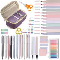 PRICES MAY VARY. VALUE OFFICE/SCHOOL SUPPLIES SET:Ideal for both the office and school environments, this set ensures you have everything you need at your fingertips. This perfect set includes 12 pastel colors highlighters, 6 color gel pens and 6pcs color gel refills, 5 black neutral pens, 10 small clips, a pair of scissors with scales, 3 small tapes, 1 index sticky note, 2 regular sticky notes, 1 set of long sticky notes, a fabric pencil pouch, 2 erasers. Meets all your stationery needs for var