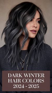 Discover Dark Winter Hair Colors 2024 - 2025 with a palette that’s perfect for brunettes and blondes alike. Ideas for brunettes include balayage with brown roots for a natural look, while bright highlights add dimension. These trendy colors suit various skin tones, making them ideal for cold winter days. This winter palette is full of clear, rich tones that elevate any look.