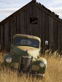 Abandoned Pick-Up Truck in Front of an Old Shed, Marysville, Montana.  We have lots of these relics here in Montana.  We affectionately call them "Yard Art"!