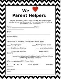 Task 7: Initiate and maintain family contacts: Parent Volunteer Sign Up