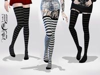 Sims 4 — Long Striped Over Knee Socks by MaruChanBe2 — Cute long over knee sock with stripes. Three different variations.