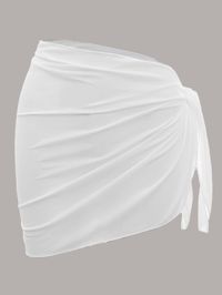 White  Collar  Fabric Plain  Embellished Slight Stretch  Swimming & Beach