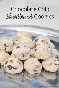 Chocolate chip shortbread cookies are simple and a delicious twist on the classic shortbread. These cookies freeze wonderfully for a treat that can be enjoyed now and later. #shortbread #chocolatechip