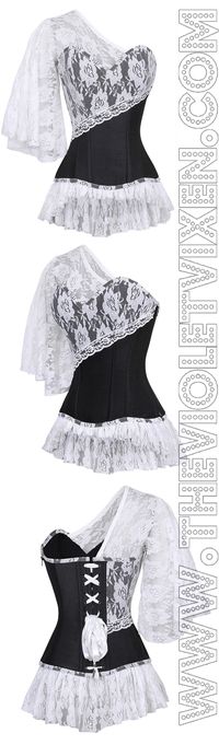 OMG! Sleeves for days. Love this! Ren Fair anyone?  Laced Cloud Black Steel Boned Corset - http://thevioletvixen.com/corsets/laced-cloud-black-corset/