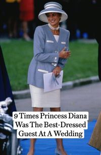 In the ’80s Diana’s wedding-guest style revolved around pretty dresses in splashy colours and joyous prints, a look that eventually gave way to power tailoring and pearl jewellery in the ’90s. But one thing remained a constant: for Diana, no wedding outfit was complete without a coordinating (and sizeable) hat.