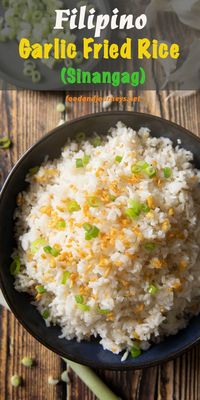 A simple rice dish that is full of flavor -- Sinangag (or Filipino Garlic Fried Rice) is excellent with fried or grilled meat and fish. Do you think it's just good for breakfast? Nope, you can serve it any time of the day!