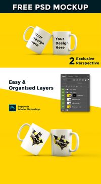 Two Mugs Free PSD Mockup