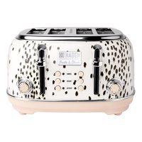 Haden has collaborated with luxury lifestyle brand Poodle and Blonde to create a limited-edition 4-Slice Toaster, featuring the distinctive Totten Ham Dalmatian print in pale retro pink with chrome accents. Crafted from high-quality stainless steel, it offers six browning levels, a removable crumb tray, and convenient cancel/defrost/reheat settings, seamlessly blending modern functionality with timeless style for your countertop. Elevate your kitchen with this unique and chic design.