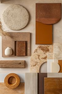 Moodboard materials ocre colors style