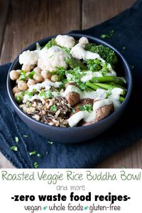 Veggie Rice Buddha Bowl with Lemon Herb Sauce (Zero Waste Food Recipes) | www.veggiesdontbite.com | #vegan #glutenfree #earthday #zerowaste #LoveMySilk #ad