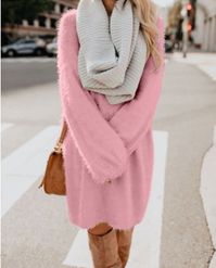 Casual Teddy Soft Plush Dress #dress #winter #teddydress #autumndress #softdress #streetstyle #cozydress #moderndress #winterdress #sherpadress #minidress #dressforwomen